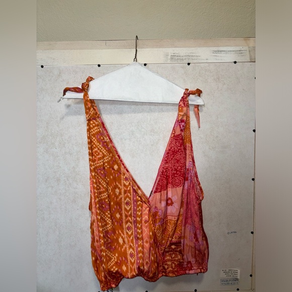 Free People NWOT- Tied To You Tank Top in Lemonade Combo - Picture 5 of 8